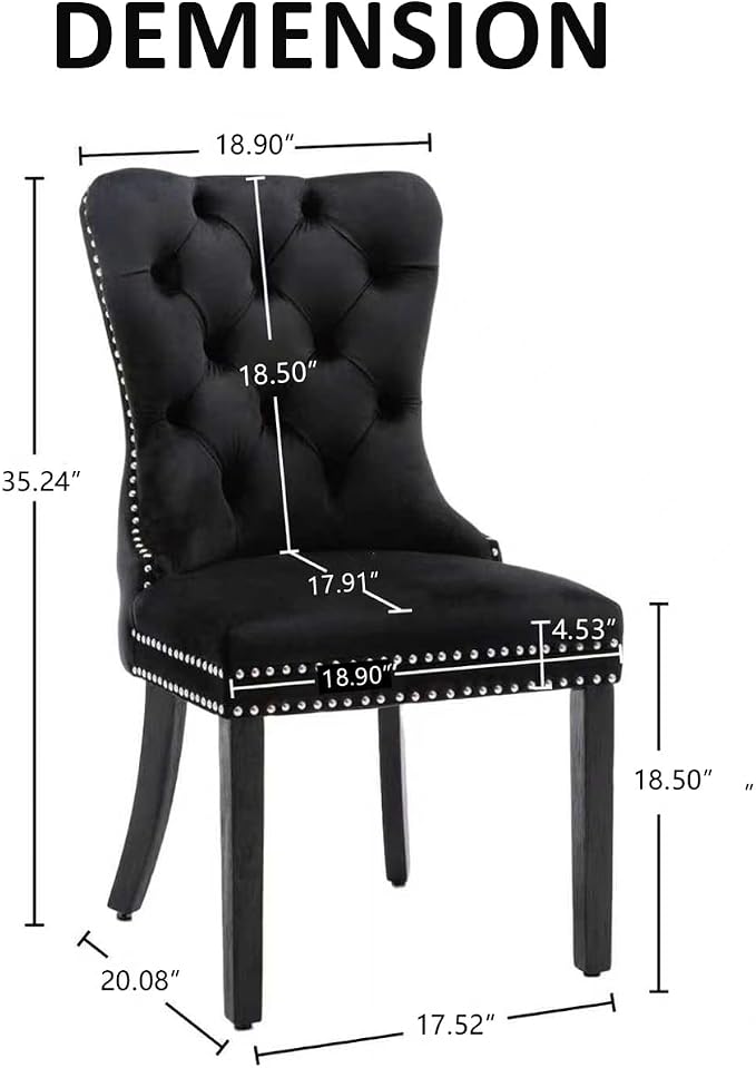 KCC Velvet Dining Chairs Set of 6, Upholstered High-end Tufted Dining Room Chair - Image 3