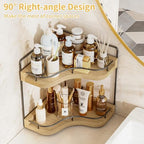 2-Tier Corner Bathroom Counter Organizer for Storage, Light Brown - Image 4