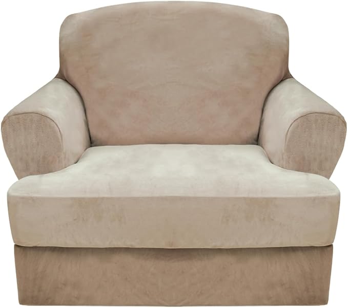 CUCRAF T Cushion Sofa Cover 2 Piece Armchair Slipcovers, Soft Thick Velvet by CUCRAF