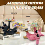 Huhote Resin French Bulldog Tray Statue, Lying Bulldog Candy Dish Key Holder Bowl, French Bulldog Accessories, Statues for Office Desk Home Decor Figurines Entryway Table Decor (Pink) - Image 2