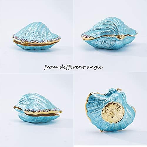 Metal Glass Pearl Mussel Trinket Box Ring Holder Centerpiece Decor - Image 4