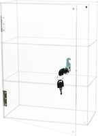 Acrylic Display Case with Lock Key, 3 Shelf Locking Countertop Display Case by Tozcozus