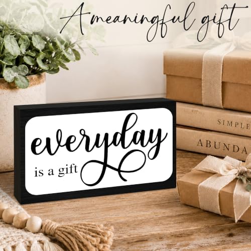 3x5 Inspirational Wooden Block Sign, Everyday Is a Gift, Black - Image 5