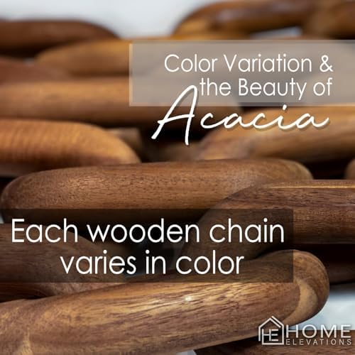 21” Brown Wood Chain Link Decor, Decorative Coffee Table Accent - Image 2