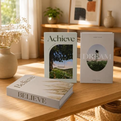 3 PCS Faux Decorative Books for Home Decor-Coffee Table Books Decor-Aesthetic Fake/Faux Books for Decoration,libros Decoration for Coffee Table, Shelf Accessories (Believe Achieve Dream) - Image 4