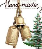HIGHBIX Set of 3 Giant Harmony Cow Bells Huge Vintage Handmade Rustic Lucky Christmas Hanging XL Bells On Rope (Country Rustic, Large) - Image 3