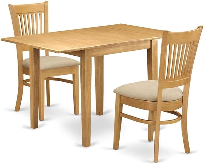 East West Furniture NDVA3-OAK-C 3 Piece Dining Room Furniture Set Contains a by EastWestFurniture