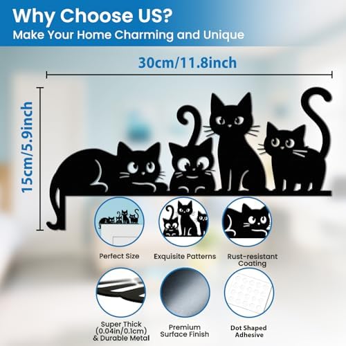 CUTHOLLOW Cute Cats Door Topper Sign Metal Wall Art Decor - Image 2