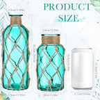 Chuangdi Set of 2 Coastal Glass Flower Vase with Boho Rope, Blue Green - Image 2