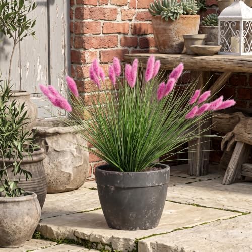 Ttranewsoo 12 Pcs 24 Inch Pink Artificial Muhly Grass, Realistic Faux Fountain Grass Stems for Outdoor Planters and Porch Pots, Fluffy Ornamental Grass for Patio, Vase and Garden Decor - Image 4