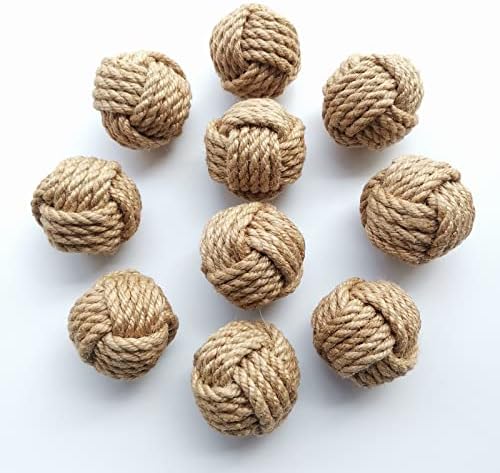 Elkpruu 10PCS Mini Orbs Decorative Balls for Centerpiece Bowls, Christmas Decorative Rope Balls for Bowls, Vase Filler, Decorative Bowl fillers for Farmehouse Coastal Nautical Table Decor - Image 7