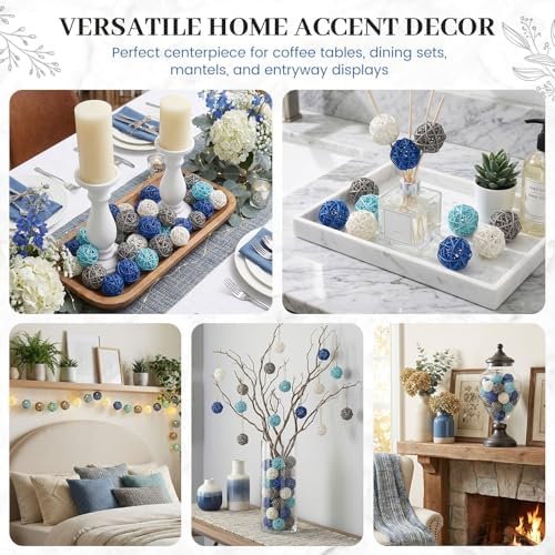 DomeStar 24PCS Blue Rattan Balls, Decorative Balls for Bowls - Image 5