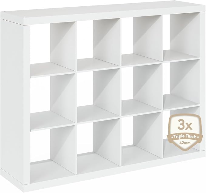 Furinno Cubicle Book Shelf, 12-Cube Bookshelf, Triple Thick Frame Cube Storage - Image 9