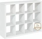 Furinno Cubicle Book Shelf, 12-Cube Bookshelf, Triple Thick Frame Cube Storage - Image 9
