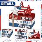Geelin 4 Pcs Veterans Day Patriotic Table Decoration Wooden Book Stack Sign - Image 3