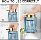 CERBIOR Bathroom Accessories Set, 4 PCS Glass Bathroom Set,Golden Blue - Image 6