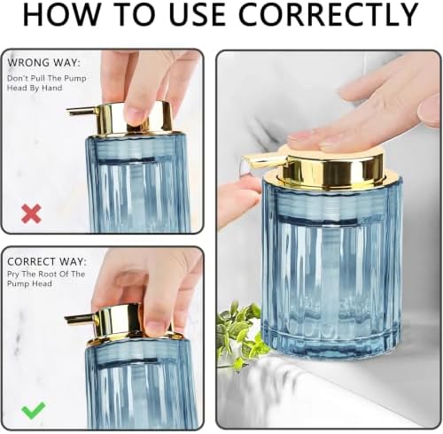 CERBIOR Bathroom Accessories Set, 4 PCS Glass Bathroom Set,Golden Blue - Image 6