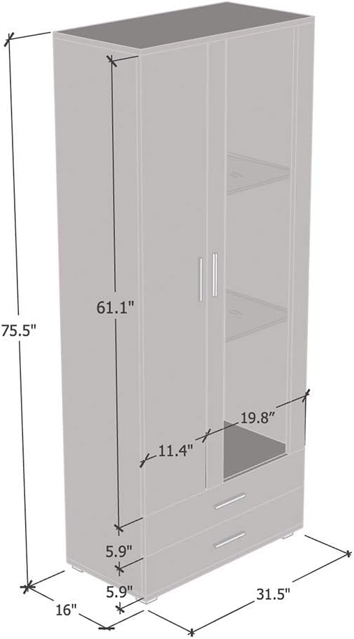Meble Furniture Soho S6 2D2S Modern Freestanding Bookcase — Customizable - Image 2
