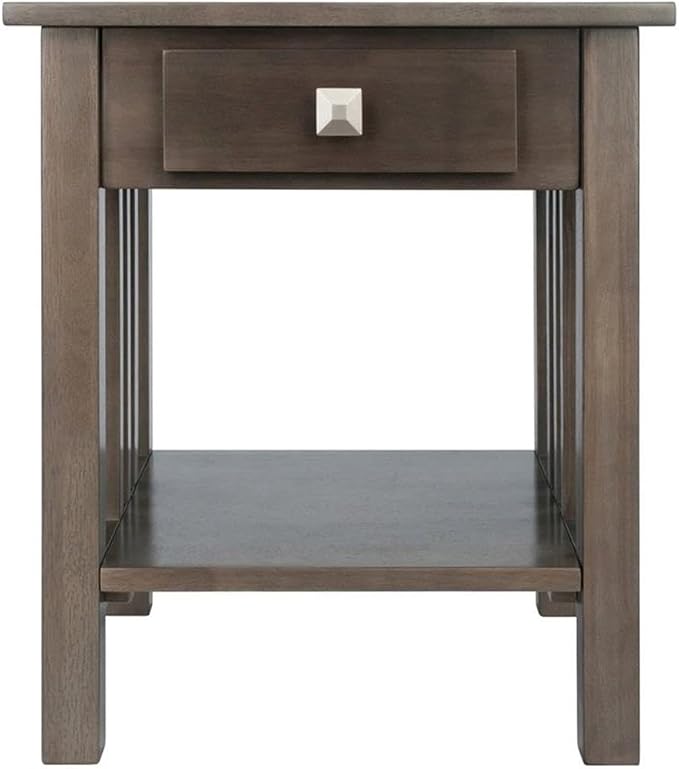 Pemberly Row Transitional Solid Wood Storage End Table, Oyster Gray Finish - Image 5