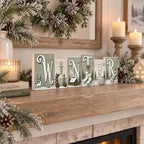 Winter Tabletop Decor, Sage Green Wooden Sign for Shelf, Mantel & Home - Image 6