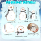 Threehoney 3 Piece Wooden Snowman Christmas Table Decor - Image 2