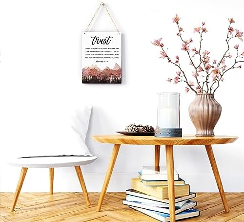 Proverbs 3:5-6 Christian Wall Decor Inspirational Decor Christian Gifts Bible Verse Wall Art Scripture Wooden Hanging Sign for Modern Home Office Bathroom Bedroom Wall Art Decoration 8 x 10 Inches - Image 2