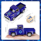 Hanukkah Tiered Tray Decor Vintage Mini Metal Truck with Wood Dreidel Blue Festive Jewish for Farmhouse Shelf Coffee Table Home Kitchen Table Decorations - Image 7