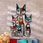 Wesiti Metal Cat Wall Art Decor Colorful Sculptures Mid Century 10.6x15.7 by Wesiti