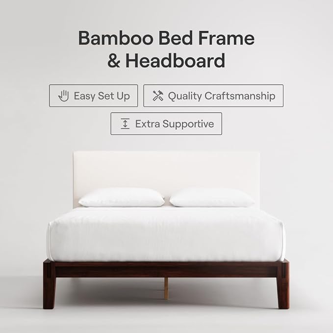 Nectar Bamboo Platform Bed Frame & Upholstered Headboard - Image 2