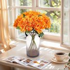 Kimura's Cabin 6pcs Hydrangeas Artificial Flowers Fake Fall Flower,Orange - Image 3