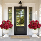 4 Pcs Real Touch Hydrangea Artificial Flowers, 21" Fake Flowers, Dark Red - Image 5
