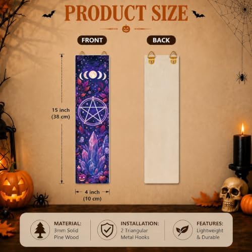 Retro Halloween Decor, 3 Pcs Halloween Hanging Signs, Wooden Wall Art Decor - Image 2