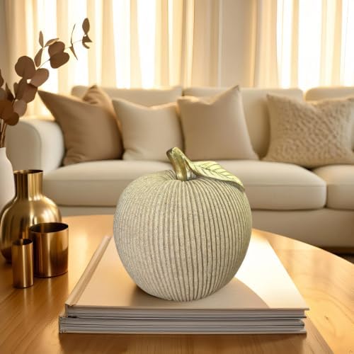 Desert Sand Apple Figurine with Gold Leaf, Textured Resin Fruit Sculpture, Minimalist Neutral Home Decor Statue for Kitchen Counter, Coffee Table & Shelf Decor - Image 2