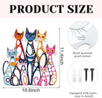 Wesiti Cat Wall Art Decor Iron Wall Sculptures Decor, 10.6 x 11.4 Inches - Image 2
