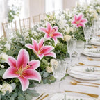 18 Pack Pink Artificial Lilies Flower Heads with Realistic Stamens - Image 5