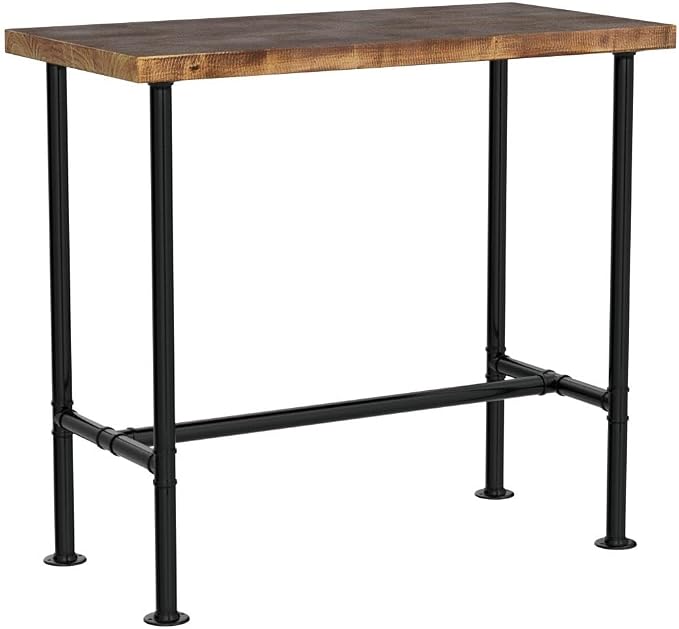 Industrial 41.3inch Height Bar Table Vintage Pipe Design Bistro Table Rustic - Image 4