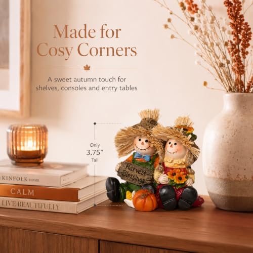 Hodao Thanksgiving Decorations Indoor Fall Scarecrow Couple Resin Figurine - Image 6