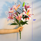 SNAIL GARDEN 12 Artificial Lily Flowers with 9 Heads Full Bloom Lily & 3 Buds, Long Stem Artificial Stargazer Lilies, Faux Tiger Bouquets for Home Hotel Flower Arrangement Party Decor - Image 4
