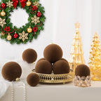 46Pcs Velvet Christmas Ball Ornaments Set - Flocked Shatterproof Christmas Tree Decorations Classic Hanging Ornaments with Rope for Xmas Wreath Holiday Home Decor (Multi-Size, Brown) - Image 4