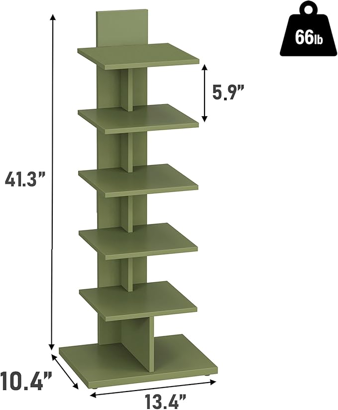 TUTOTAK Bookshelf, 6-Tier Bookcase, Narrow Spine Book Shelf - Image 2