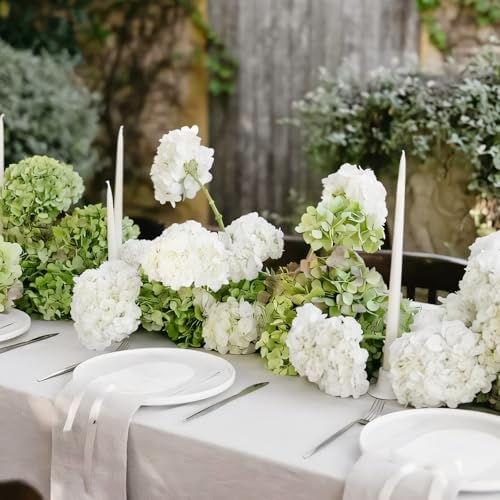 Coferset 3pcs Lifelike Real Touch Hydrangea Artificial Flowers,White - Image 4