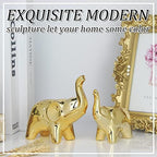prosfalt A Pair Elephant Statue Home Decor,Modern Style Figurines,Sculpture for Office Desktop Bookshelf Living Room (Ceramics Gold) - Image 3