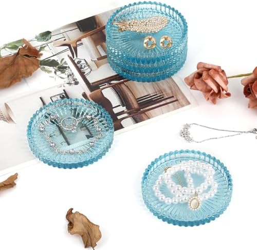 Modern Clear Coaster Set of 5- Glass Coasters for Drinks, Clear Blue - Image 6