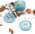 Modern Clear Coaster Set of 5- Glass Coasters for Drinks, Clear Blue - Image 6