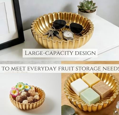 Ruffle Decor Large Decorative Bowl,fruit bowl kitchen stone bowl,bowl decor,Trendy home decor large Stylish Key Bowl for Entry Table - Image 5
