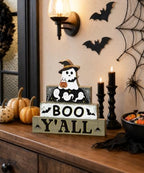 Putuo Decor Halloween Table Decoration Wooden Ghost Tiered Tray Decor - Image 6