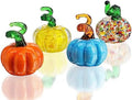 4 Pcs Blown Glass Pumpkin Figurines Fall Thanksgiving Centerpiece Decor by HDHYALINEDORA