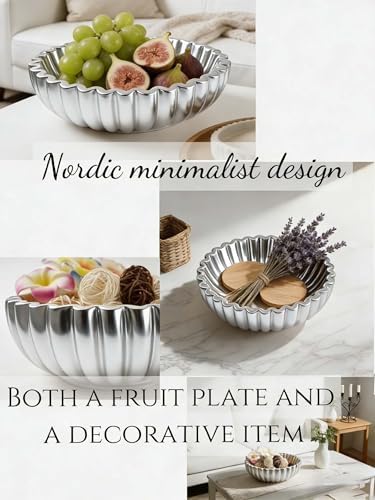 Ruffle Decor Large Decorative Bowl,fruit bowl kitchen stone bowl,bowl decor,Trendy home decor large Stylish Key Bowl for Entry Table - Image 5