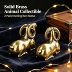 2-Pack Mini Solid Brass Goat Figurines, Vintage Kneeling Ram Statue Set, Small Metal Animal Sculpture Ornament for Tabletop Shelf Tea Room Decor, Collectible Gift (1.2" H × 1.6" L Each) - Image 6
