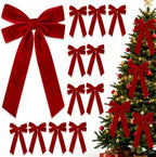 Red Velvet Bows for Christmas Tree, Red Ribbon Christmas Ornaments, 12pcs by YXOTJHS
